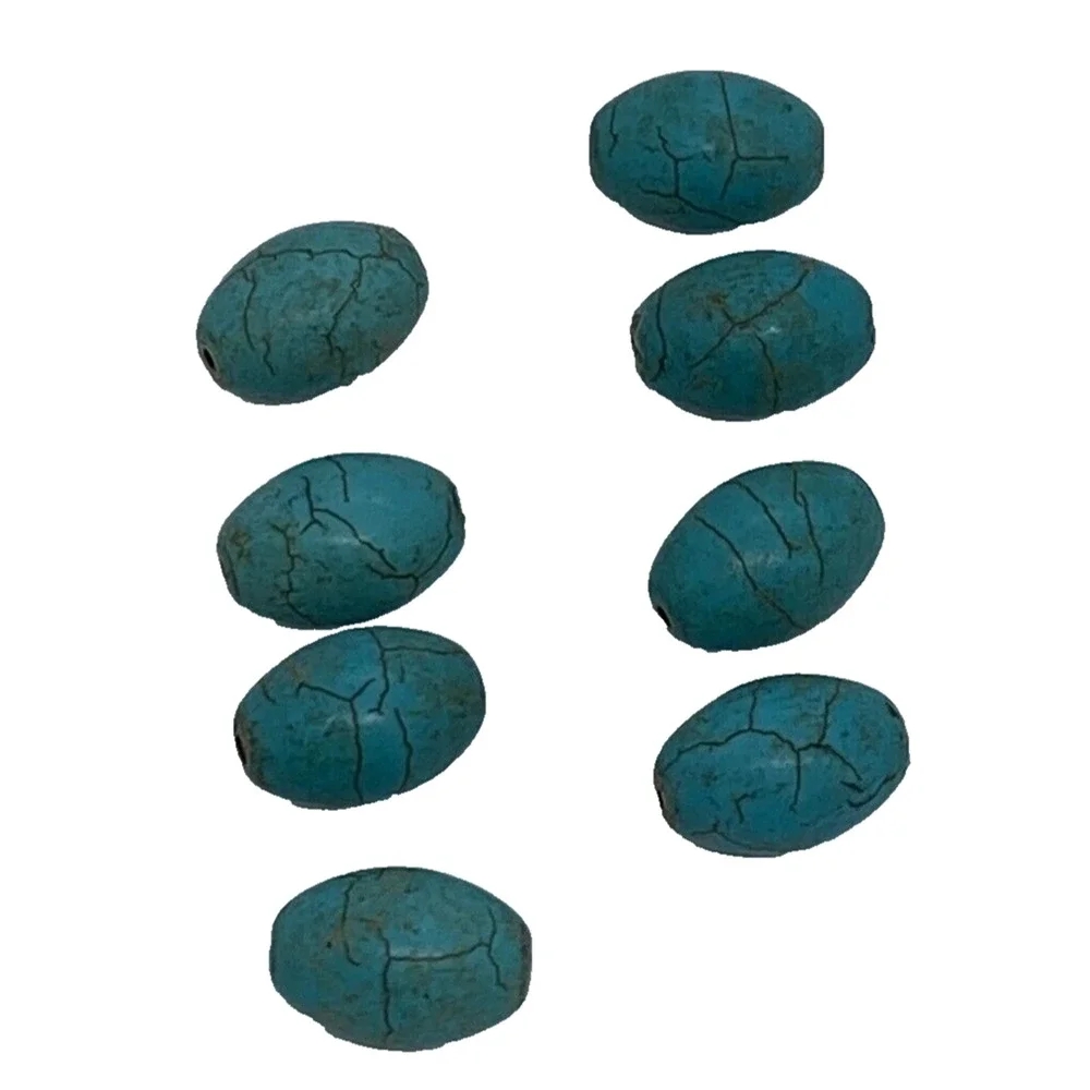 Turquoise Colored Jewelry Making 8 Stone Beads 23 Silver Metal Spacers